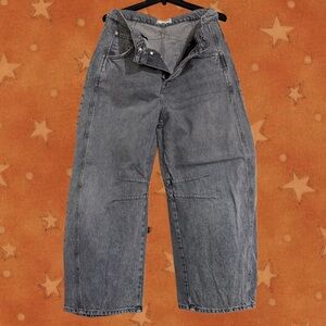 Free People- We The Free Grey Buttonfly Barrel Jeans